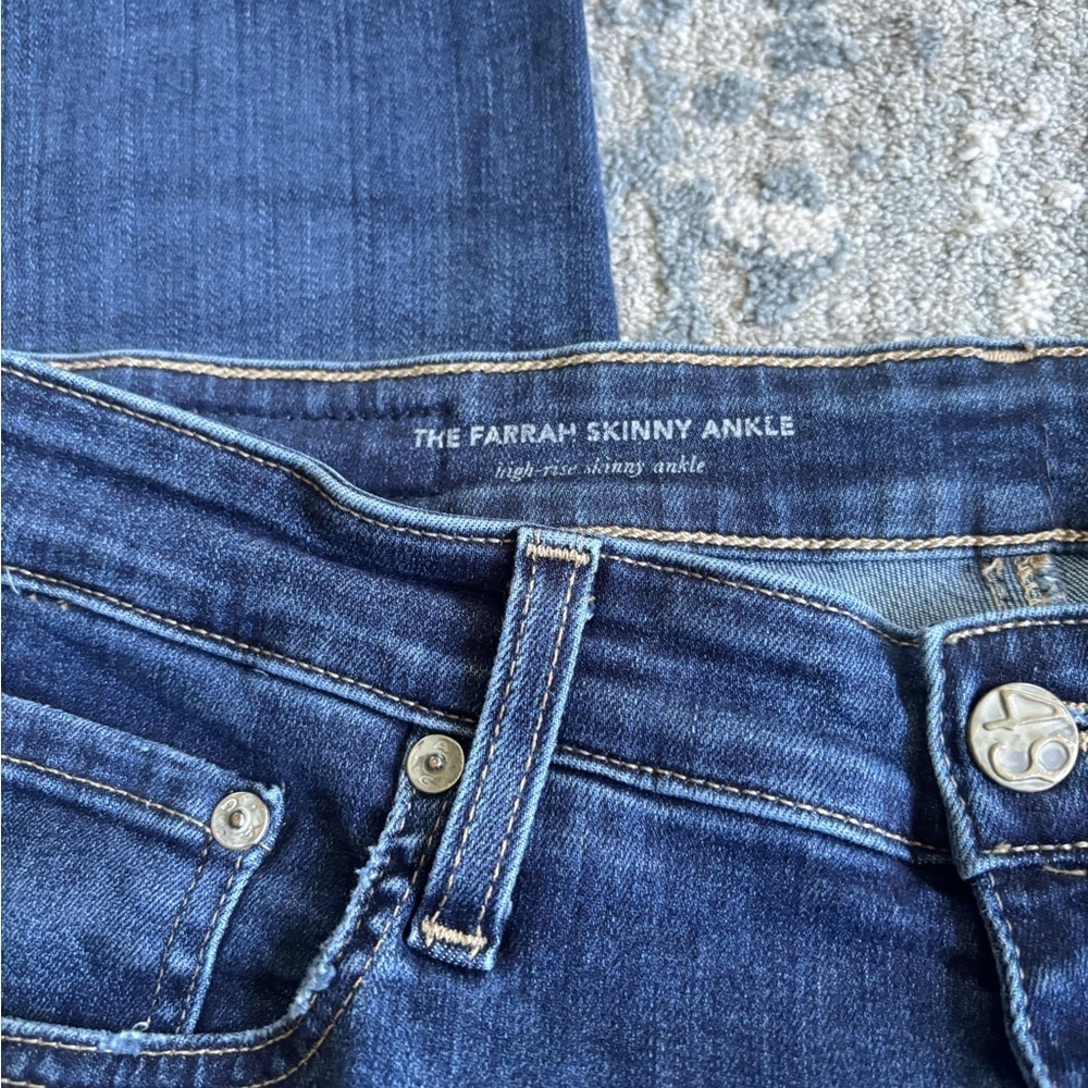 AG ‘The Farrah’ Dark Blue High-Rise Skinny Ankle Jeans - Picture 8 of 10